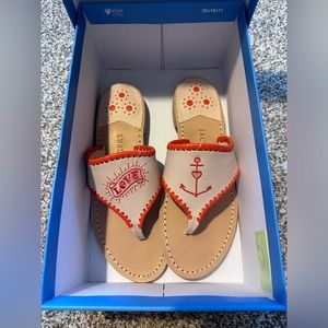 NIB Women's Love Anchor Embroidered Flat Sandals